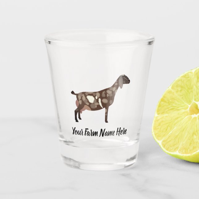 Personalised Nubian Dairy Goat Shot Glass (Front)