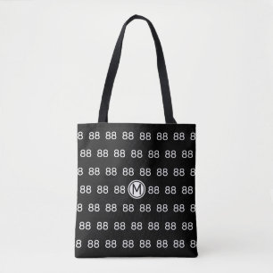 Personalised Number 88 on Black Tote Bag