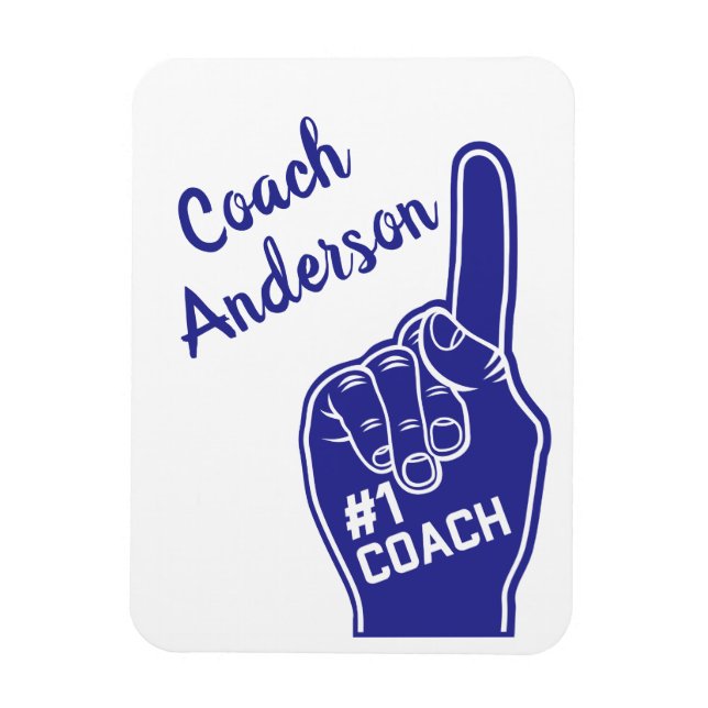 Personalised Number One Coach Foam Finger Magnet (Vertical)