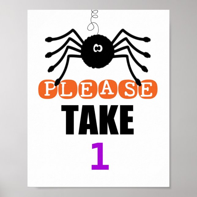 Personalised Number Spider Halloween Please Take Poster (Front)