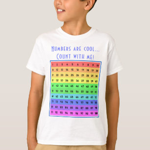 Personalised "Numbers are cool!" 1-100 Chart Blue T-Shirt