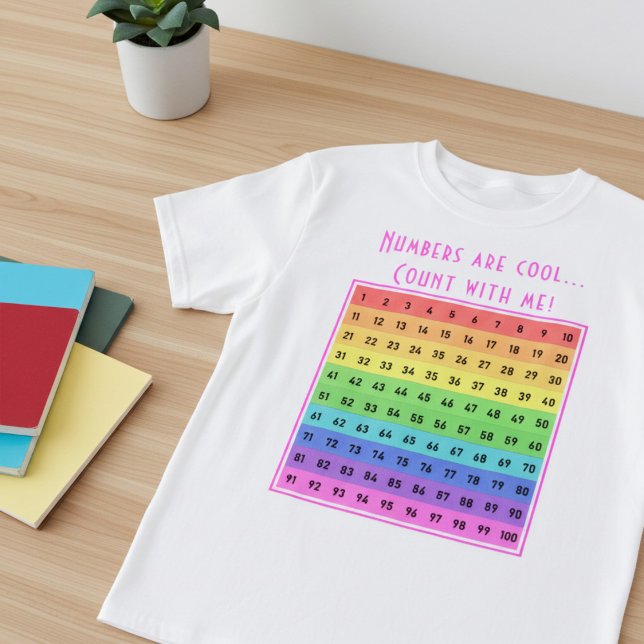 Personalised "Numbers are cool!" 1-100 Chart Pink T-Shirt (Creator Uploaded)
