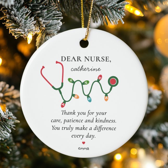 Personalised Nurse Appreciation Holiday Gift Ceramic Tree Decoration (Creator Uploaded)