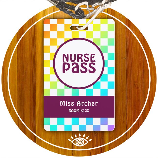 Personalised Nurse Bathroom Pass Teachers Card ID Badge (Creator Uploaded)