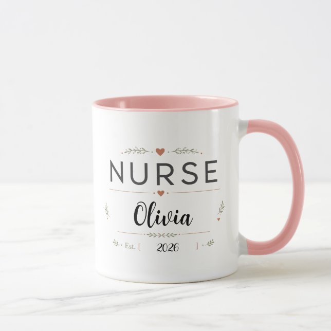 Personalised Nurse Birth Flower Coffee Mug (Right)