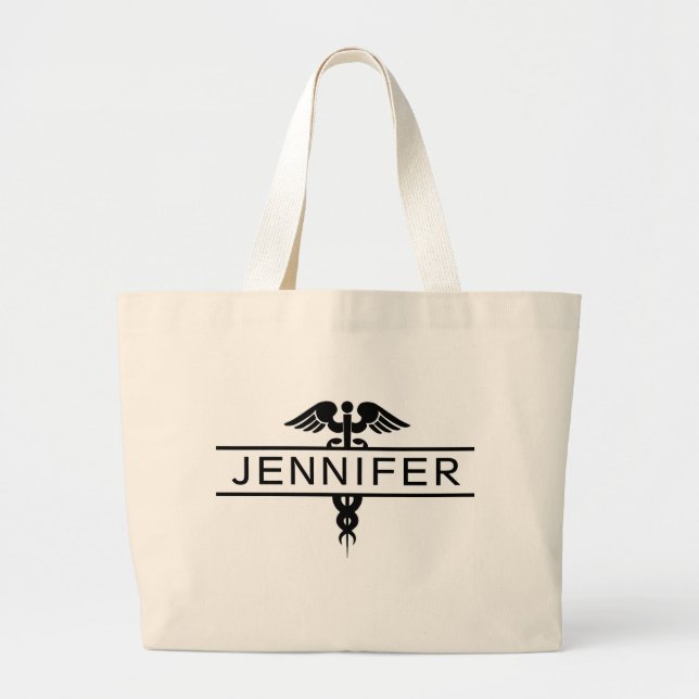 Personalised Nurse Caduceus Medical Large Large Tote Bag (Front)