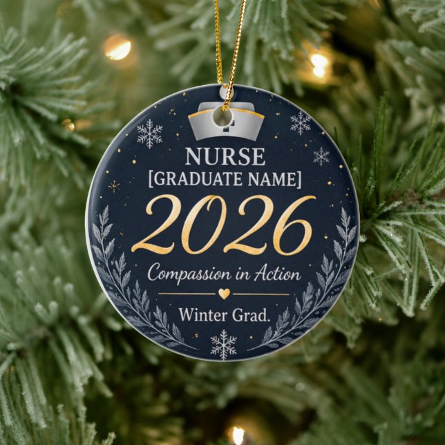 Personalised Nurse Cap Ornament 2026 | Winter Grad (Tree)