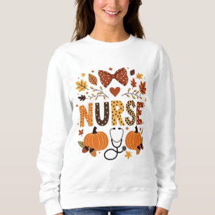 Personalised Nurse – Cute Pumpkin & Autumn Leaves Sweatshirt
