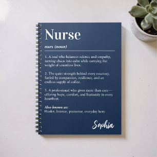 Personalised Nurse Dictionary Definition Navy Notebook