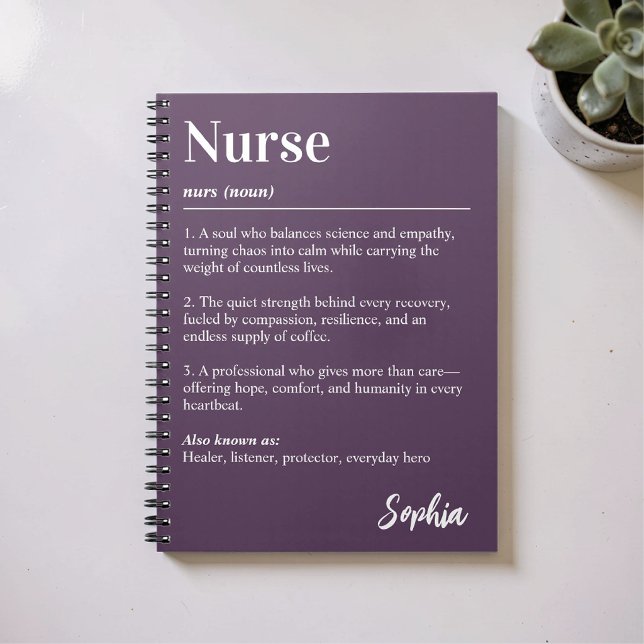 Personalised Nurse Dictionary Definition Purple Notebook (Creator Uploaded)