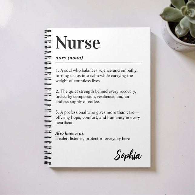 Personalised Nurse Dictionary Definition White Notebook (Creator Uploaded)