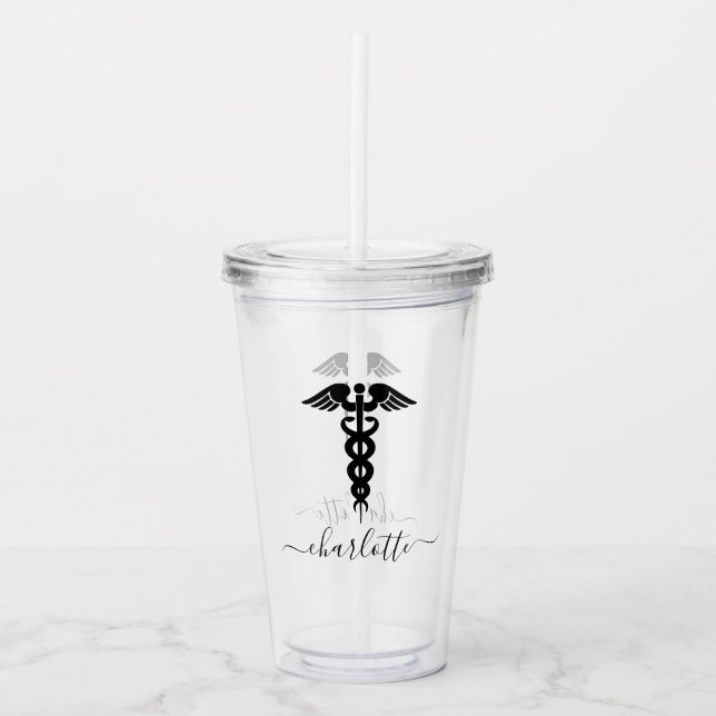 Personalised Nurse Doctor Caduceus Medical symbol  Acrylic Tumbler (Front)