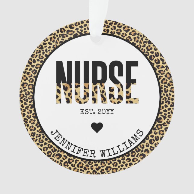 Personalised Nurse Est Cheetah RN Graduation Ornament (Front)