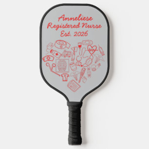 Personalised Nurse Grad Heart Medical Doodle Pickleball Paddle