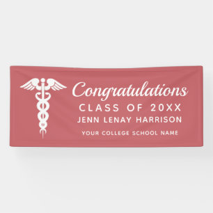 Personalised Nurse Grad Pink Medical Caduceus Banner