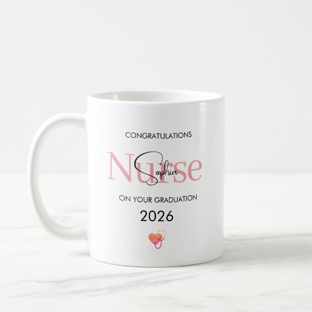 Personalised Nurse Graduation Congratulations Coffee Mug (Left)