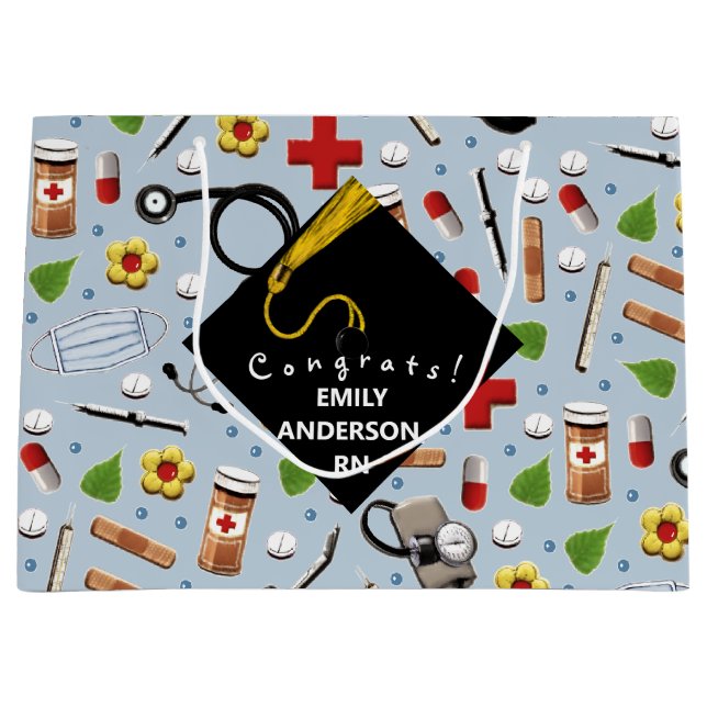 Personalised Nurse Graduation Large Gift Bag (Front)