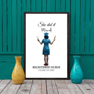 Personalised Nurse Graduation, Nurse portrait Poster