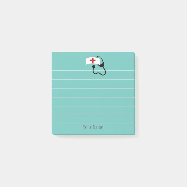 Personalised Nurse Medical Stethoscope With Lines Post-it Notes (Front)