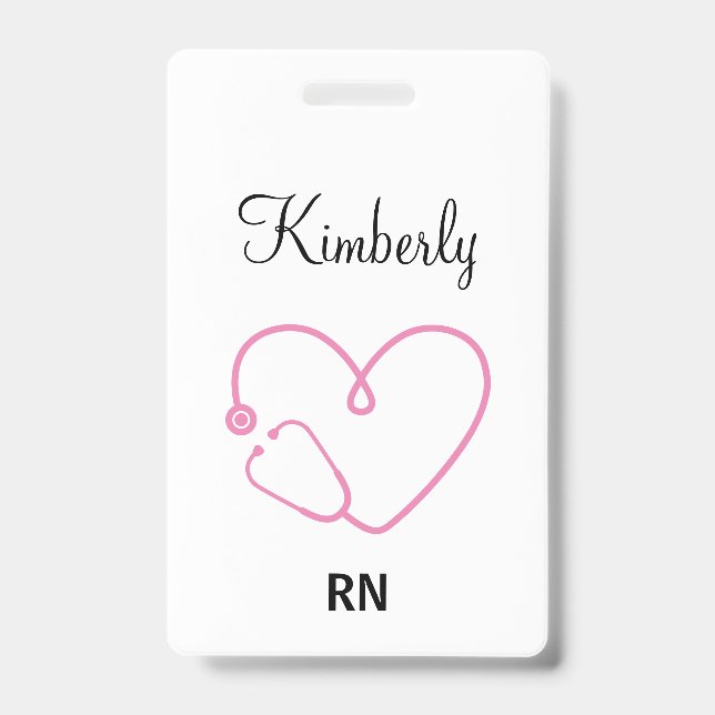 Personalised Nurse Name RN LPN Doctor Stethoscope ID Badge (Front)