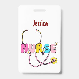 Personalised Nurse Name RN LPN Doctor Stethoscope  ID Badge