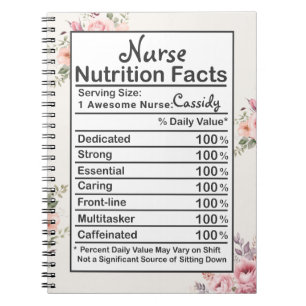Personalised Nurse Nutrition Facts Floral Gift Notebook