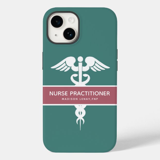 Personalised Nurse Practitioner Dark Teal Medical Case-Mate iPhone Case (Back)