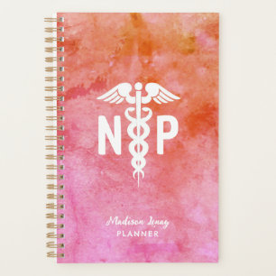 Personalised Nurse Practitioner Pink Orange Custom Planner