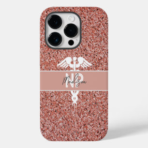 Personalised Nurse Practitioner Rose Gold Glitter iPhone 14 Pro Case
