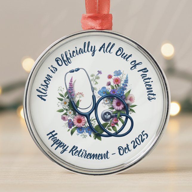 Personalised Nurse Retirement Metal Tree Decoration (Creator Uploaded)