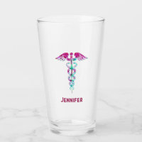 Personalised Nurse Retro Pink Teal Caduceus