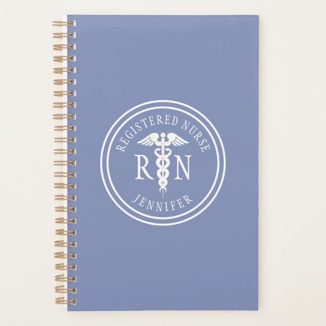 Personalised Nurse RN Blue Medical Caduceus Planner (Front)