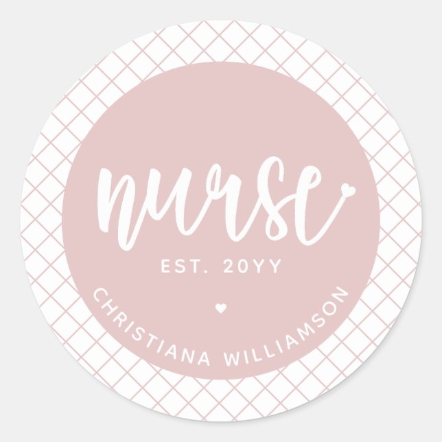 Personalised Nurse RN graduation Elegant Classic Round Sticker (Front)
