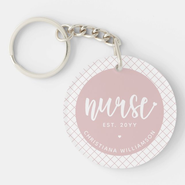 Personalised Nurse RN graduation Elegant Key Ring (Front)