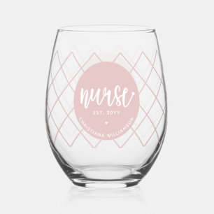 Personalised Nurse RN graduation Elegant Stemless Wine Glass