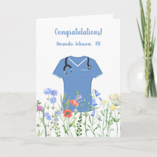 Personalised Nurse RN LPN NP Blue Scrubs Card