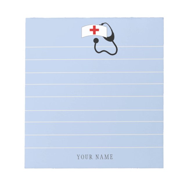 Personalised Nurse Stethoscope Blue Medical Notepad (Front)