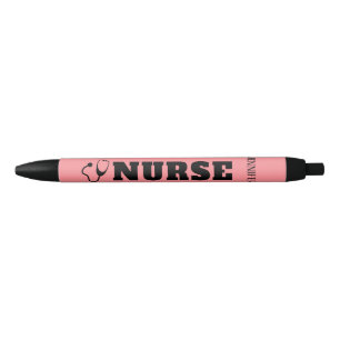 Personalised Nurse Stethoscope Coral Pink Black Ink Pen