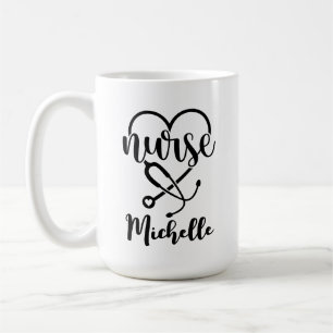 Personalised Nurse Stethoscope Minimalist Drawing Coffee Mug