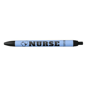 Personalised Nurse Stethoscope Pastel Blue Text Black Ink Pen