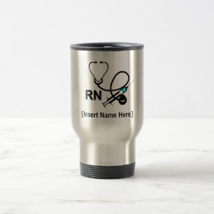 Personalised Nurse with Stethoscope and Heart Trav Travel Mug