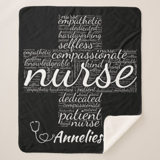 Personalised Nurse Word Art Gift for Nurses Week  Sherpa Blanket