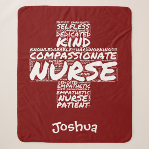 Personalised Nurse Word Art Gift for Nurses Week Sherpa Blanket