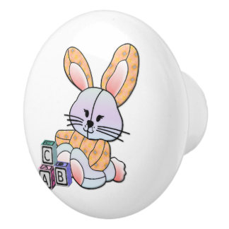 Personalised Nursery Art - Bunny  Ceramic Knob