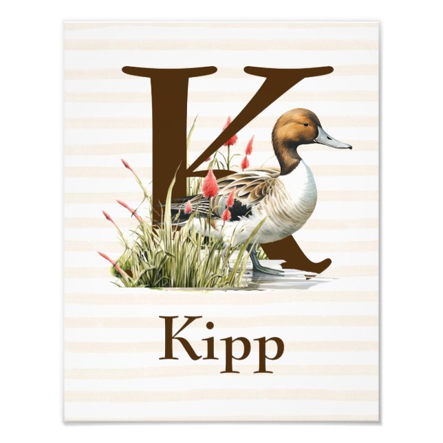 Personalised Nursery Art work, Letter K Photo Print (Front)
