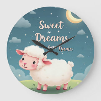Personalised Nursery Clock – Sheep Grazing Night S