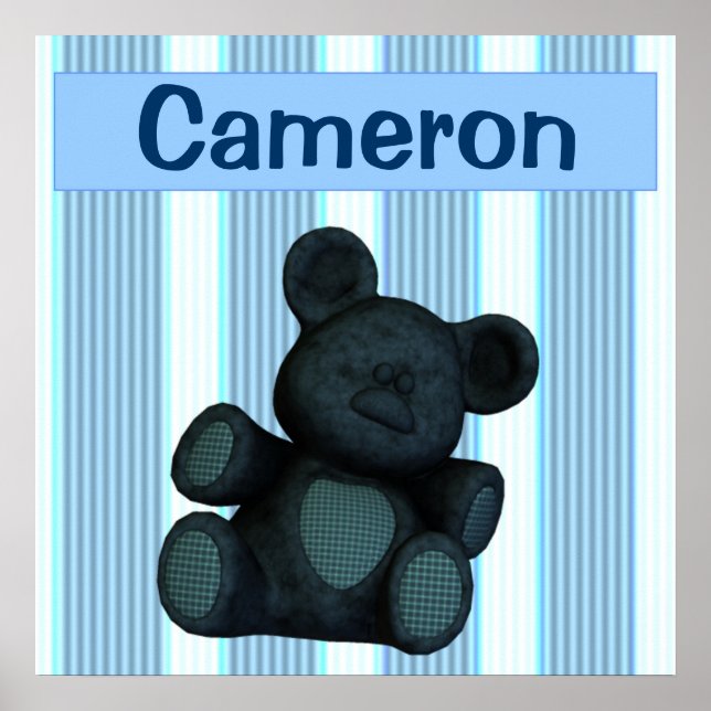Personalised nursery murals blue teddy bear poster (Front)