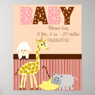 Personalised Nursery Stuffed Animals New Baby Poster