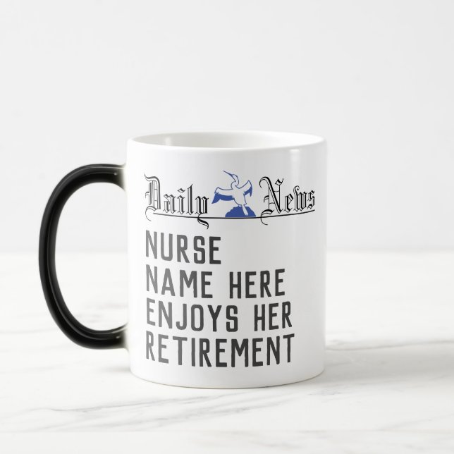Personalised Nurse's Retirement Gift Headline News Magic Mug (Left)