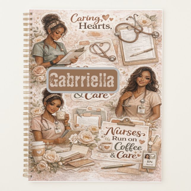Personalised Nurses run on coffee and care  Planner (Front)